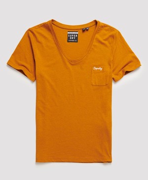 Superdry Orange Label Essential V-Neck Női Pólók Barna | ZUKWT1539